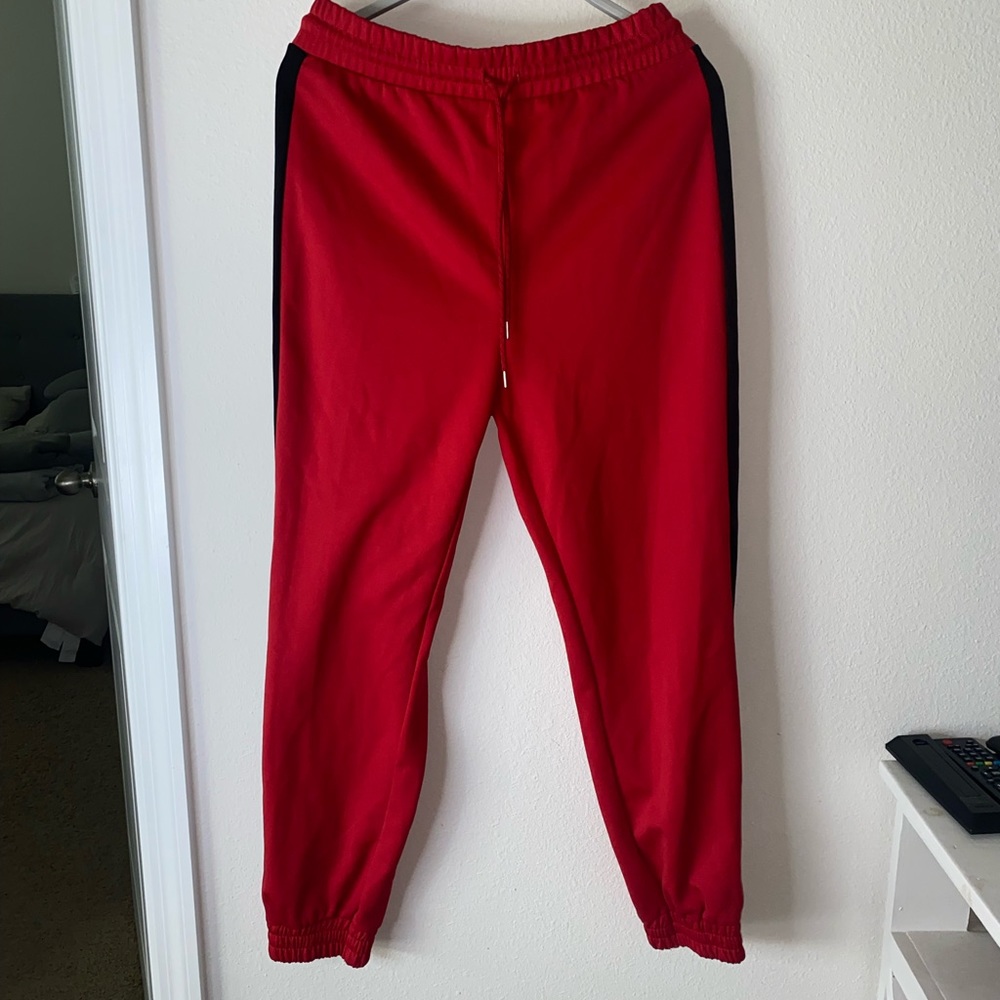 Forever 21 Red with black stripe track pants Sz.M